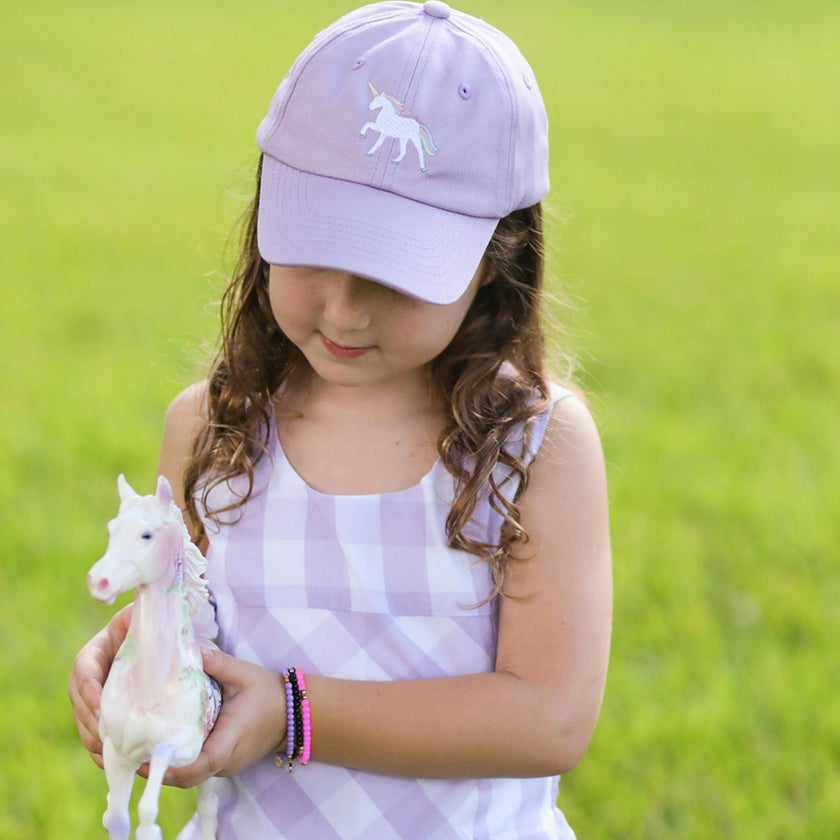 Rainbow Unicorn Bow Baseball Hat (Baby/Toddler, Youth)