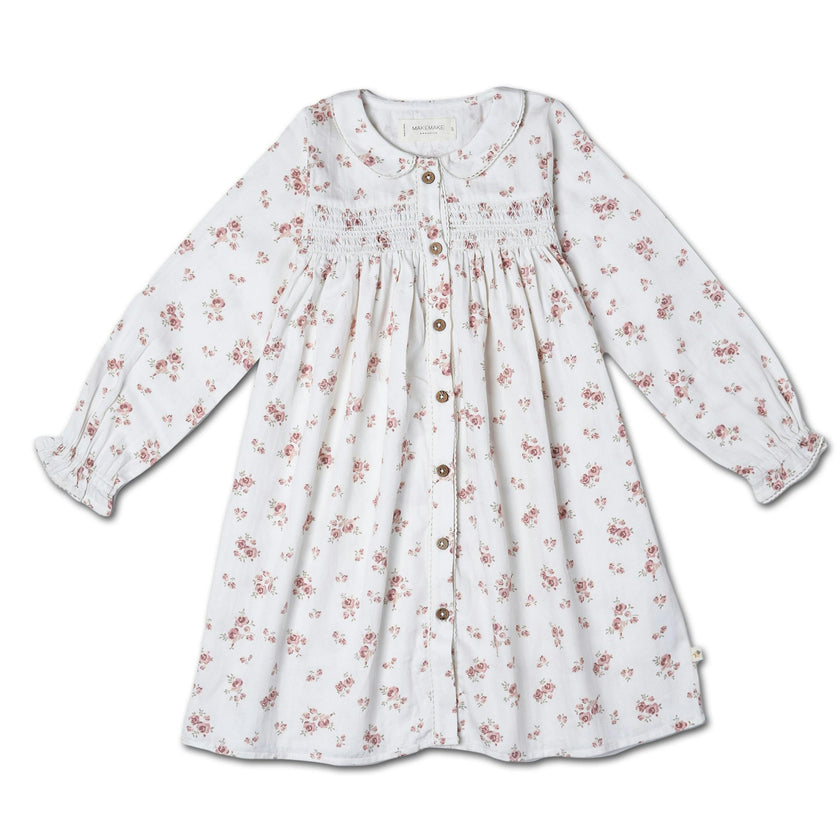 Organic Smocked Button Dress