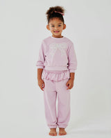 Lace Bow Sweatshirt Set