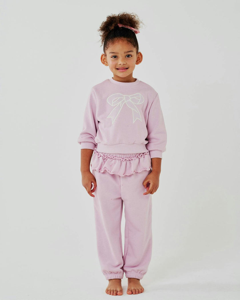 Lace Bow Sweatshirt Set