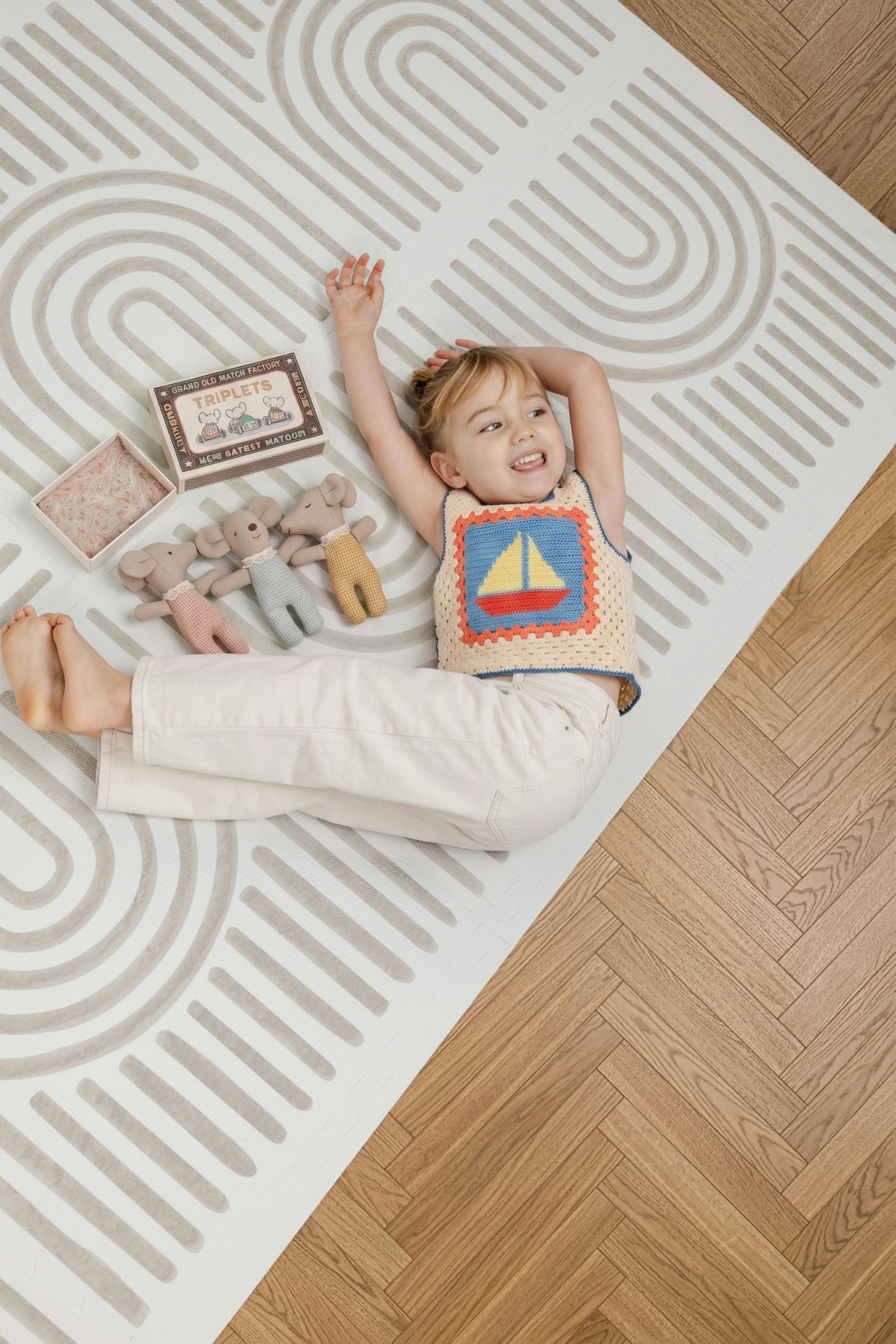 Premium Foam Haven Playmat | Linear, Putty | Toddlekind