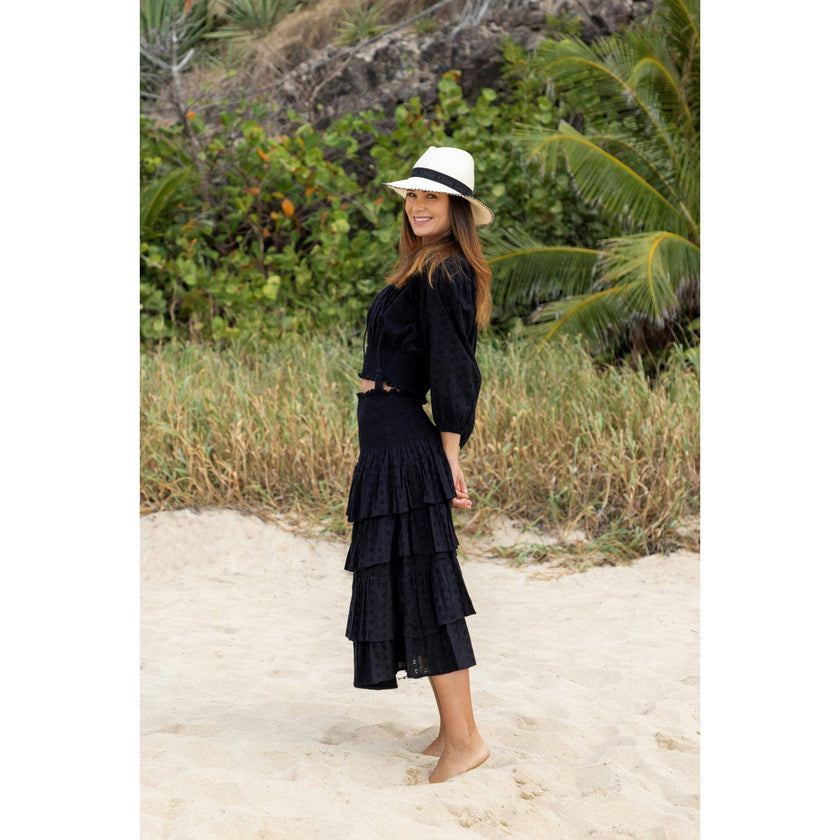 Lola Womens Blouse Black Eyelet, black
