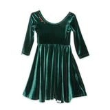 Holiday Twirly Dress in Emerald Velvet