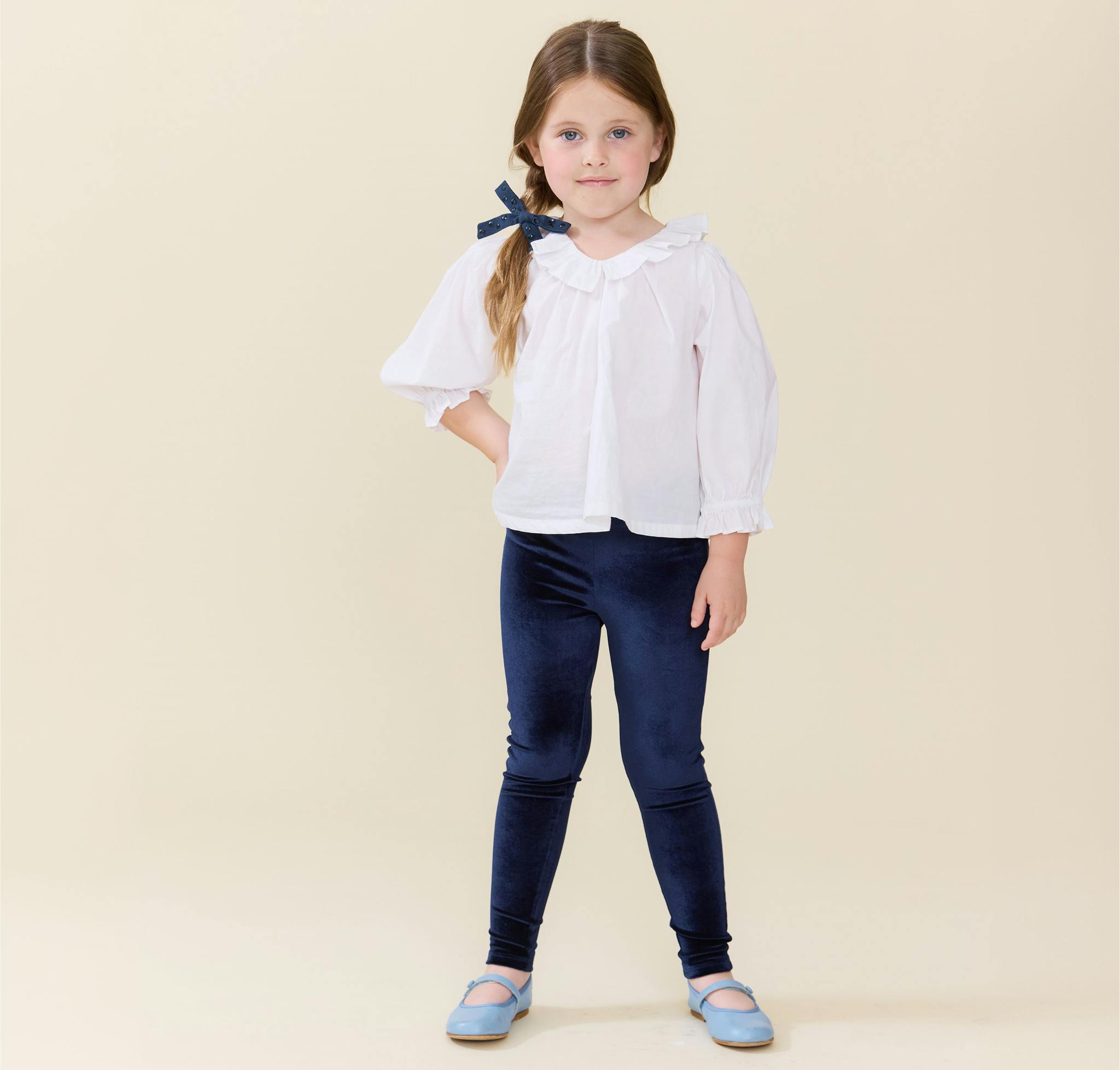 Girls Velour Legging - Navy
