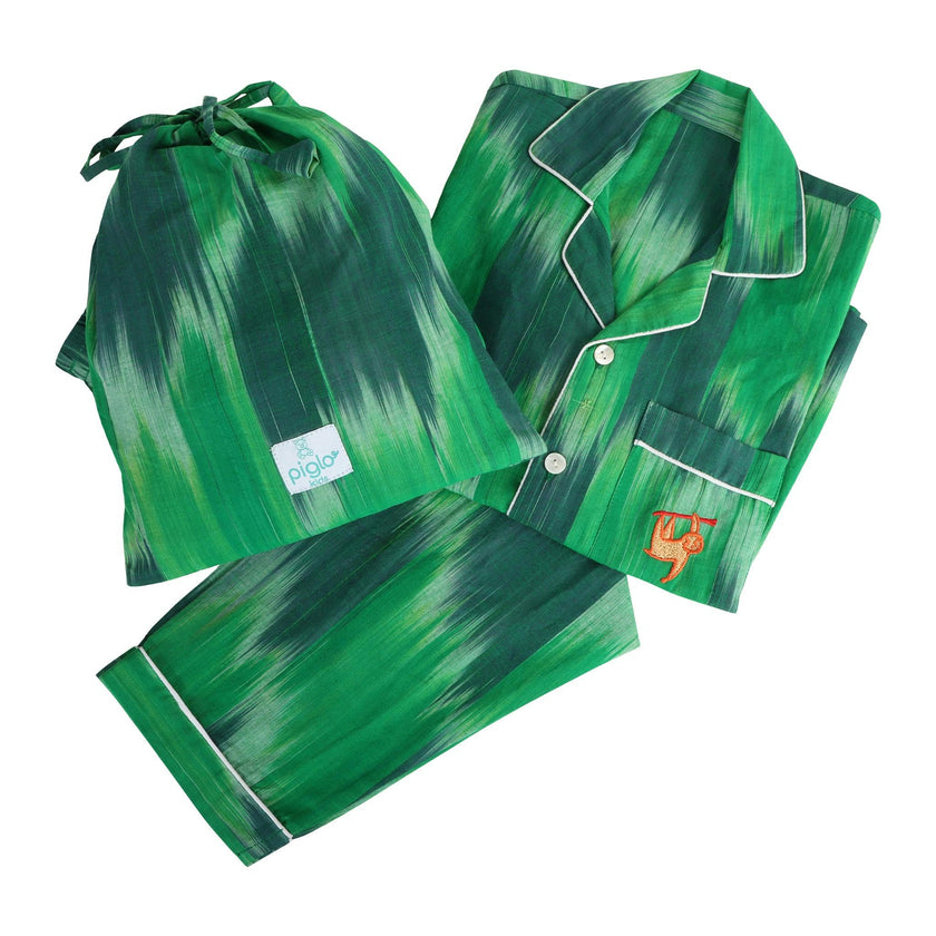 Green holiday pajama set - kids