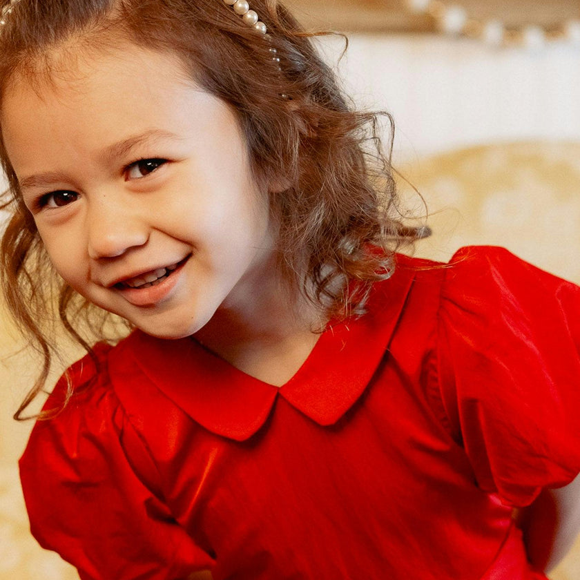 Mini Wrenley Dress in Red Taffeta
