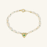 Heshi Pearl Bracelet with Emerald Heart