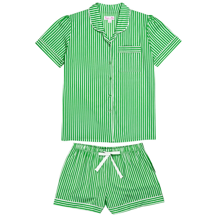 Women's Braddock Green Short PJ Set - Organic Cotton Poplin