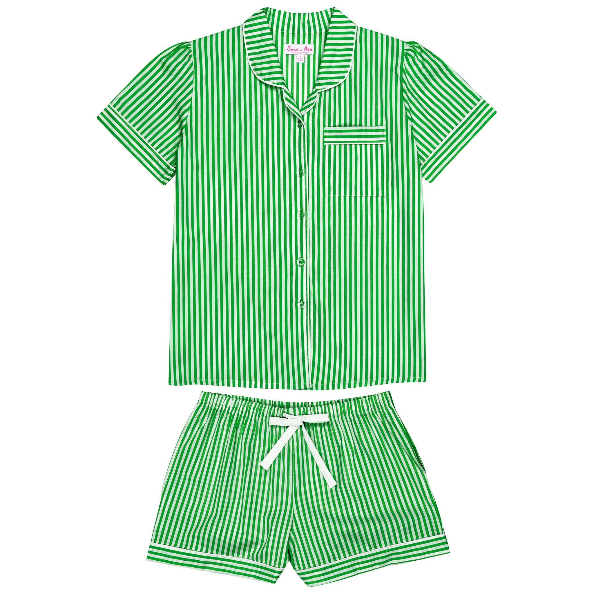 Women's Braddock Green Short PJ Set - Organic Cotton Poplin