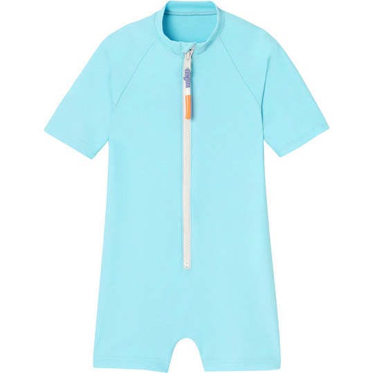 Boys' anti-UV short-sleeved jumpsuit, aqua | COMBI BYRON