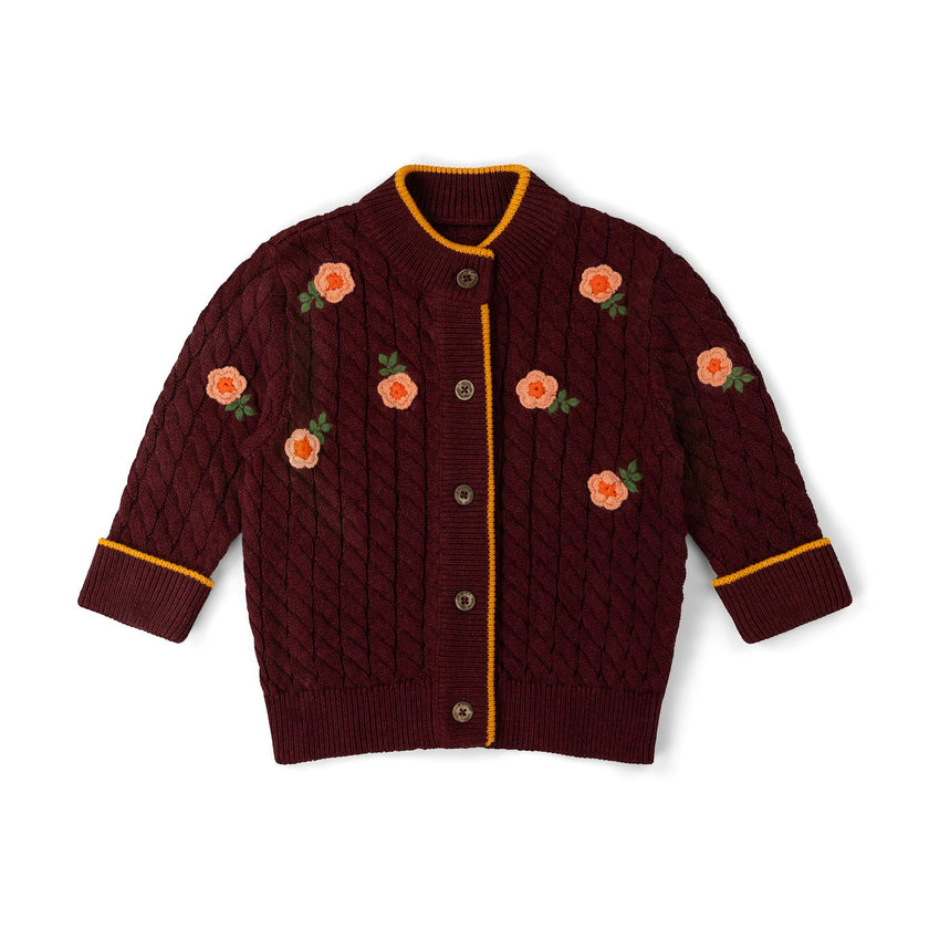 Berry Petal Snuggly Knitted Cardigan, Purple