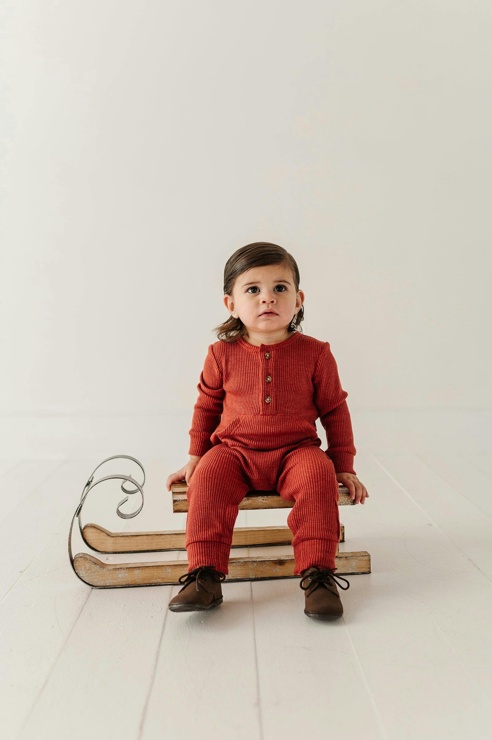 Waffle Romper in Berry Red