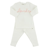 "loved" with Heart Pink Baby Rib 2pc Set