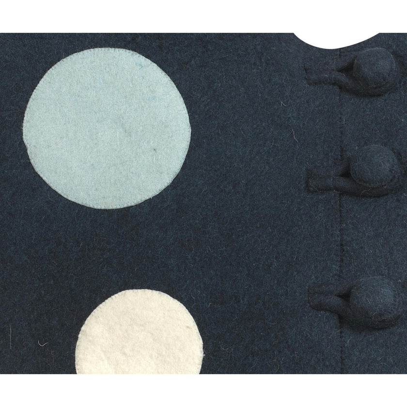 Hand Felted Wool Blue Polka Dots Christmas Tree Skirt 60"