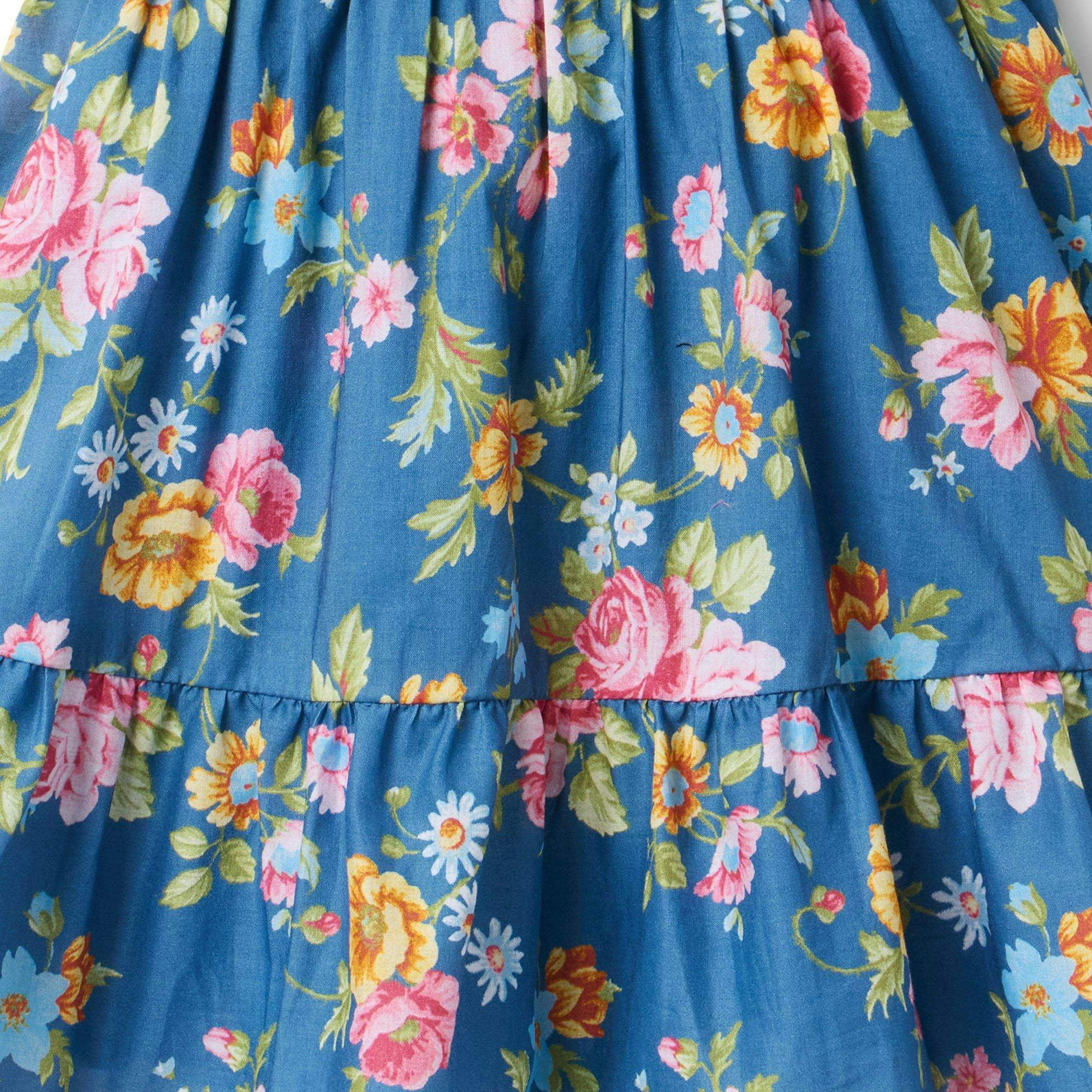 The Floral Puff Sleeve Dress, blue