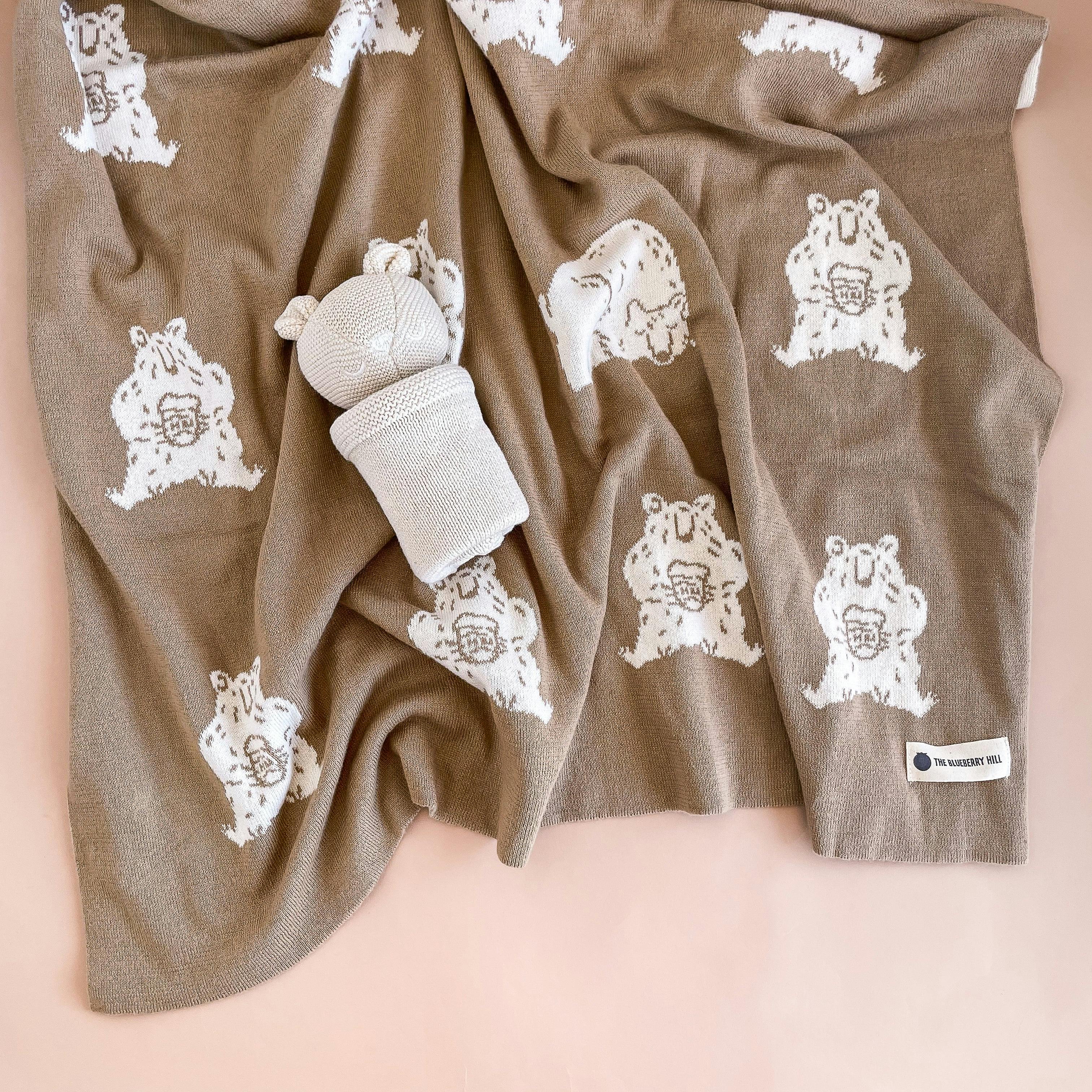 Honey Bear Blanket & Lovey Baby Gift Set | Organic Cotton