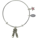 Ballet Pointe Shoes Silver Bangle Bracelet
