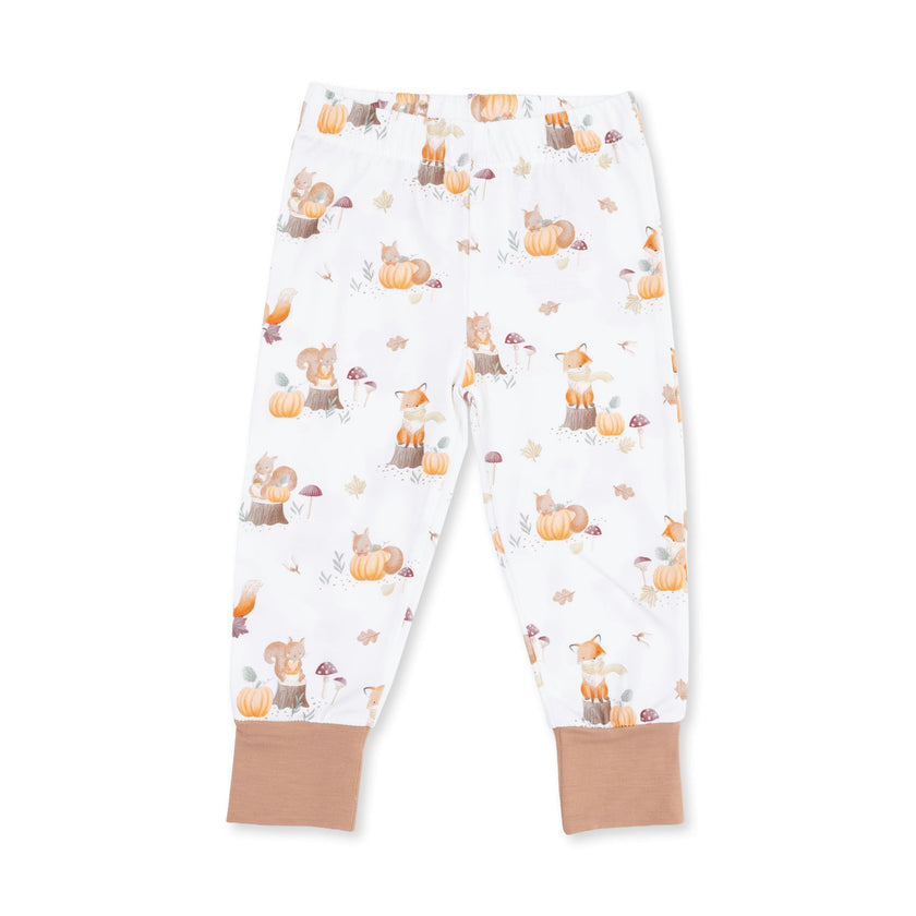 Woodland Animals with Pumpkins - Short Sleeve Loungewear Set