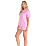 Women's Hepburn Gingham Pink Short PJ Set - Organic Cotton Poplin