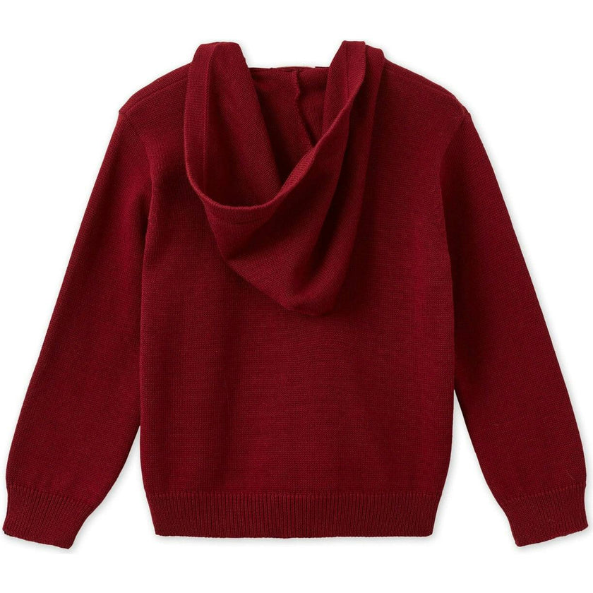 Organic Cotton Knit Cardigan, Red