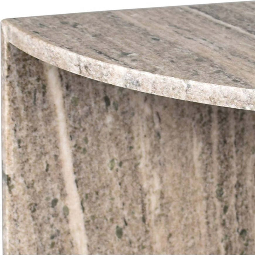 Patrice 20" Art Deco Minimalist Natural Marble Handmade Demilune Side Table