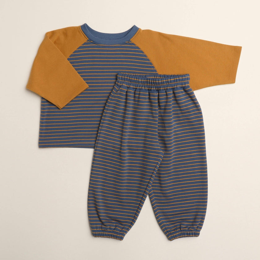 Chase Set in Thin Stone Blue Mustard Stripe