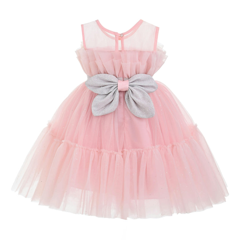 Pink Isolara Tulle Glitter Bow Dress