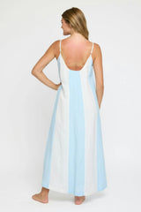 Grace Maxi Dress in White/Blue Stripe