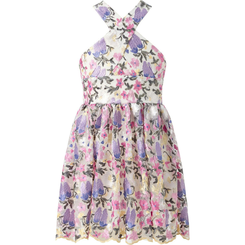 Mariah Embroidered Halter Neck Dress