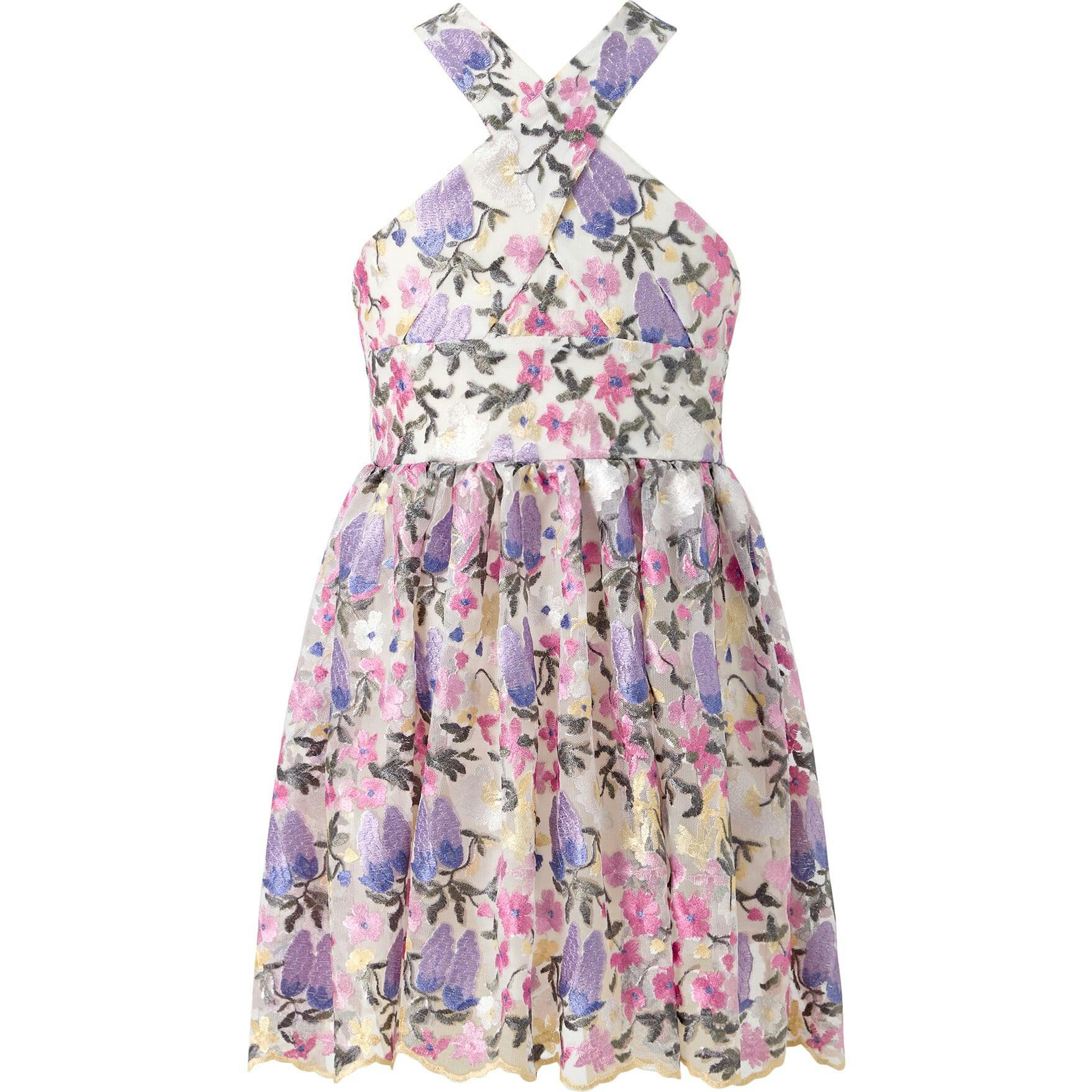 Mariah Embroidered Halter Neck Dress