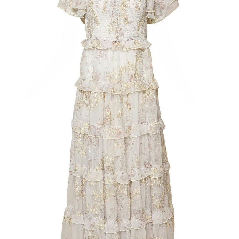 Winnie Dress in Bright White Wispy Wildflower