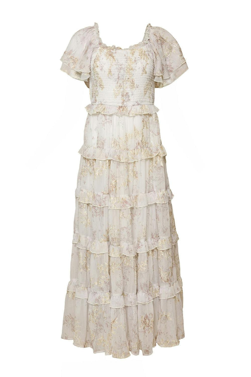 Winnie Dress in Bright White Wispy Wildflower