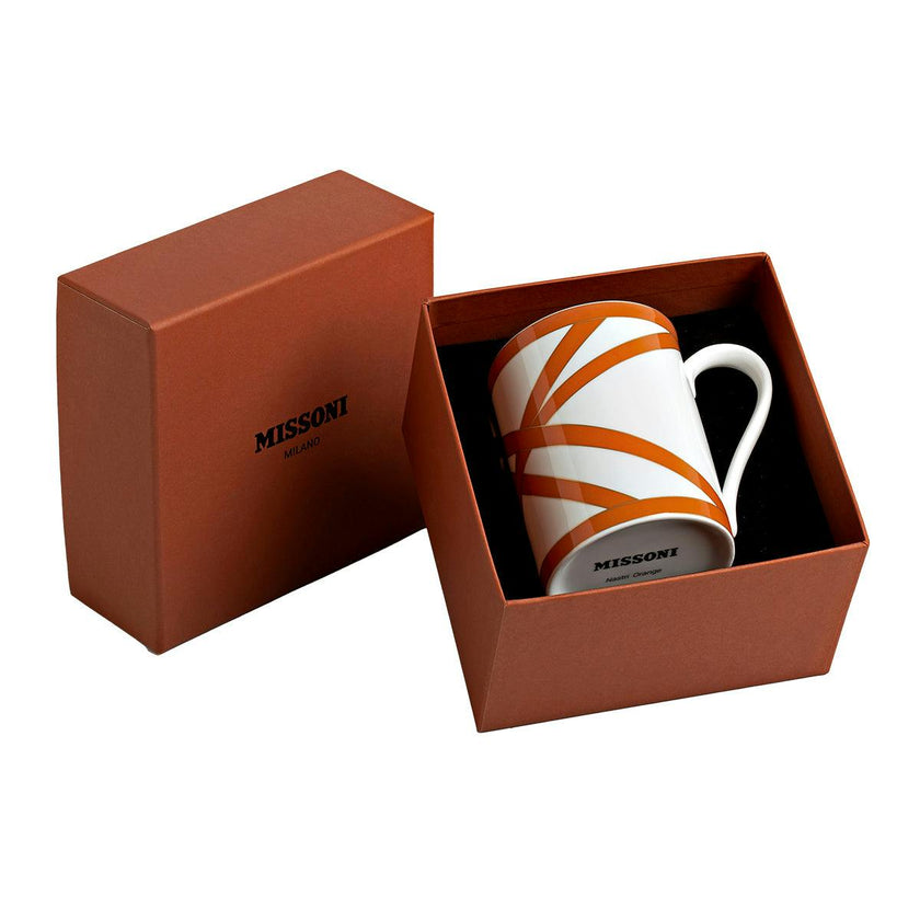 Mug Cup NASTRI in Luxury Box Orange diam. 3", H 3.9", cap. 12.5 oz