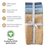 RILEY 5-Pack Crinkle Muslin Burp Cloths