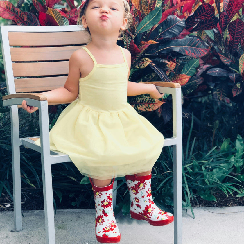 Red Flower Rain Boot