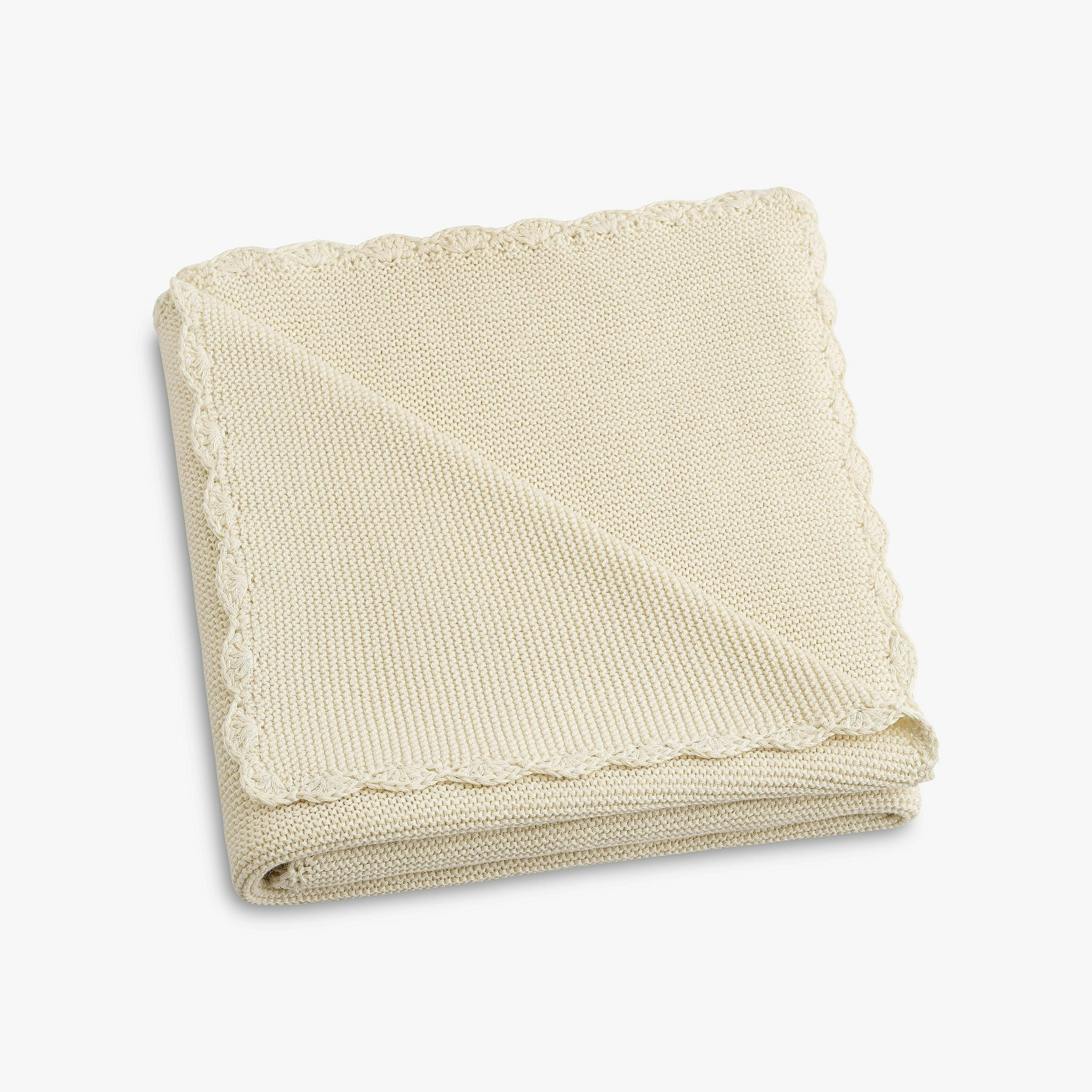 Cotton Knit Blanket, White