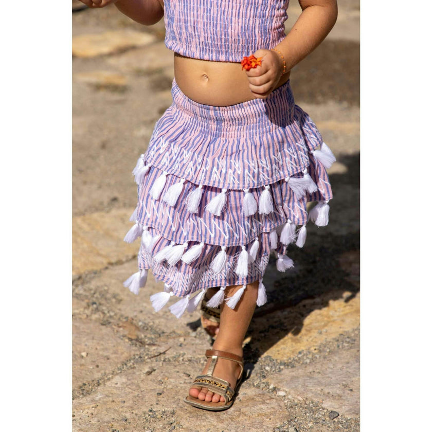 Louisa Smocked Stripe Top And Skirt Set, Stripes
