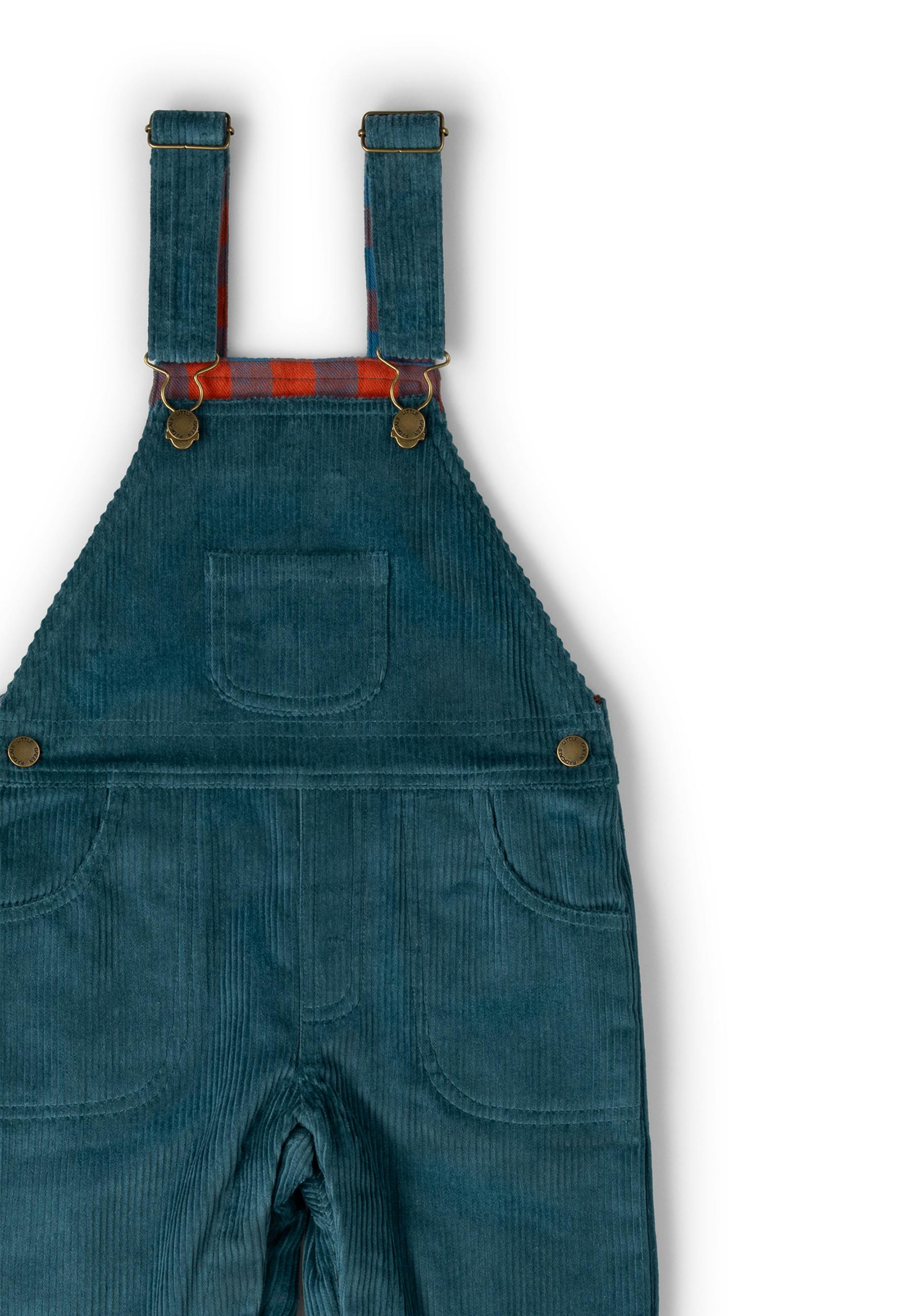 Calm Sea Lined Corduroy Dungarees, Blue