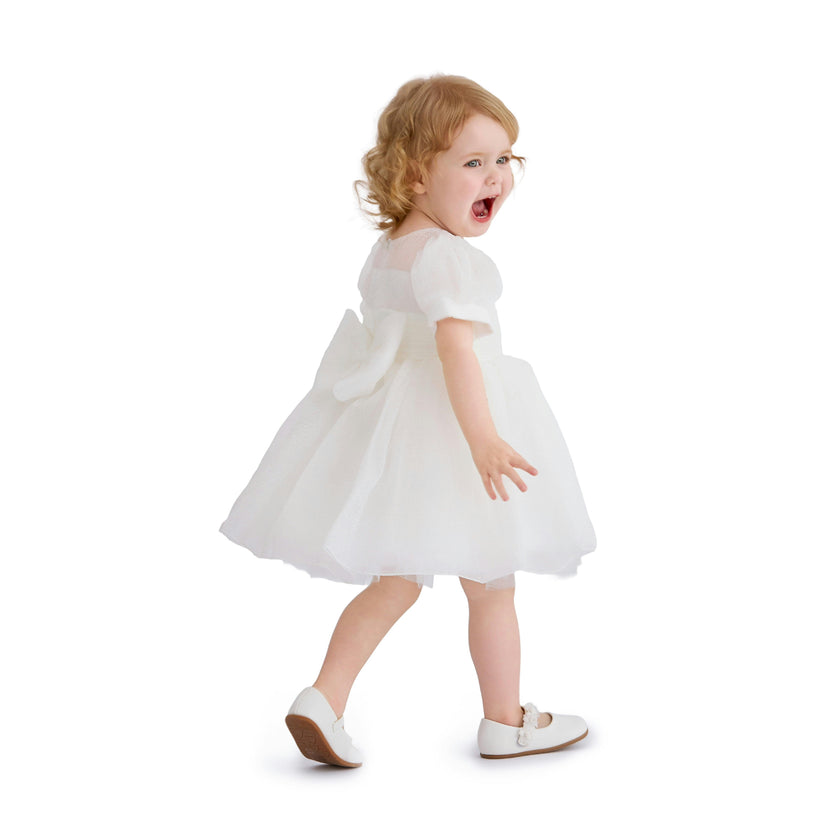 Ivory Brixton Puff-Sleeve Party Dress