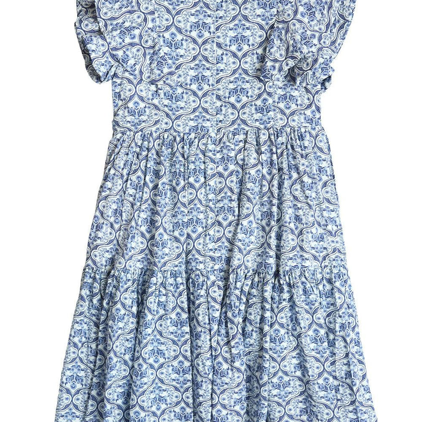 Mini Trixie Dress in Blue Moroccan Tile