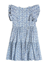 Mini Trixie Dress in Blue Moroccan Tile