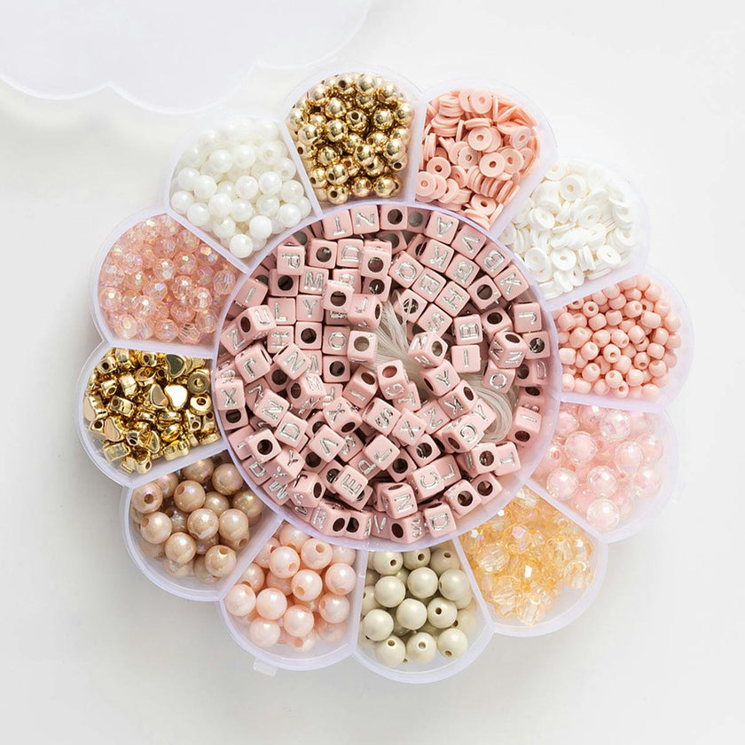 Blush Pink Metallic Block Letter and Polymer Heishi Bead Kit Box