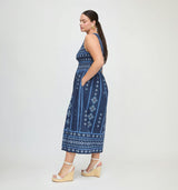 The Cosima Nap Dress - Navy Diamond Batik