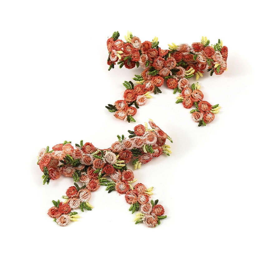 Halo Luxe Gia Embroidered Floral Double Clip - Mauve