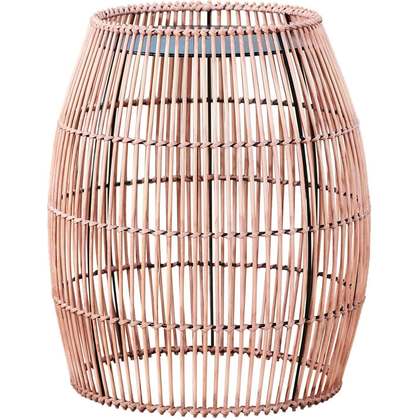 Large Round Outdoor Patio Bamboo Side Table with Iron Top