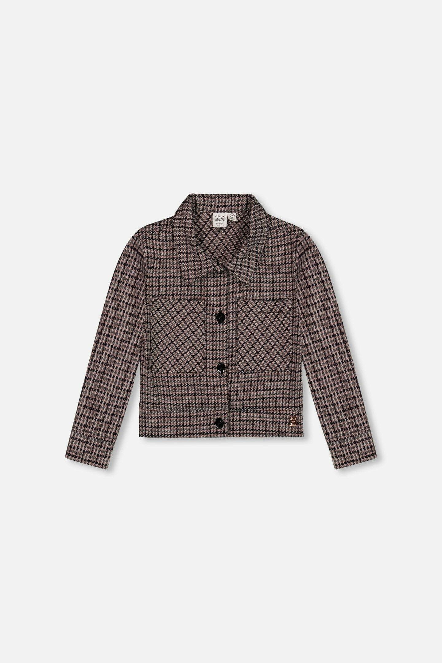 Jacquard Knit Jacket With Houndstooth Pattern