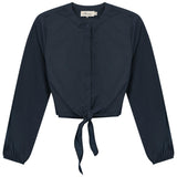 Cropped Cotton Tie Blouse