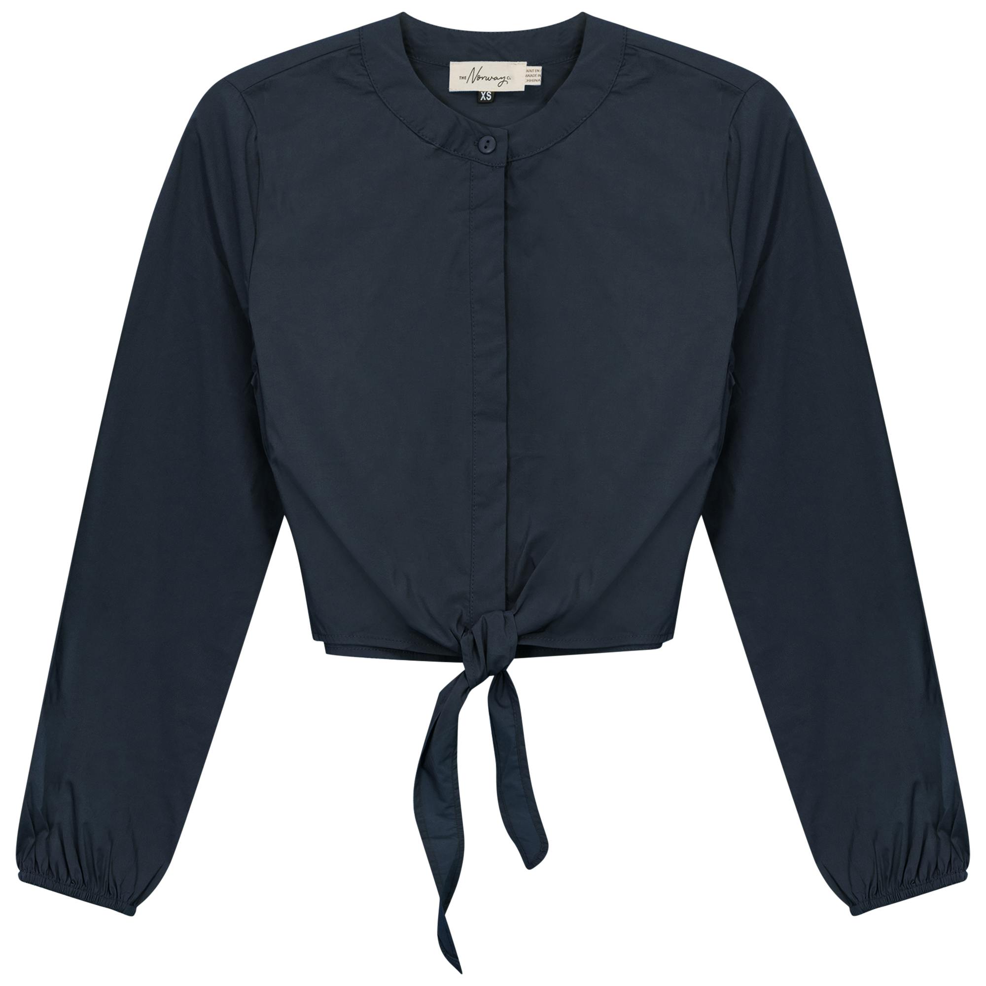 Cropped Cotton Tie Blouse