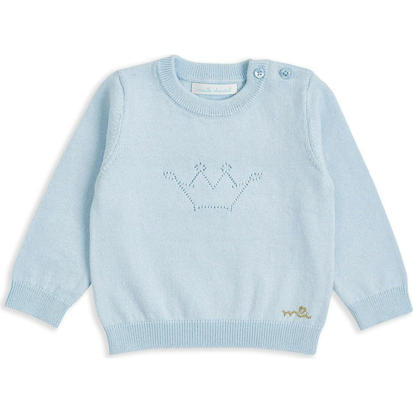 Pointelle Crown Crawler Set - Blue
