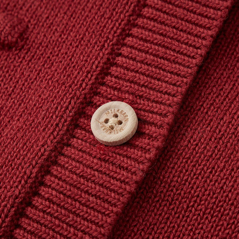 Wine Knit Popcorn Cardigan